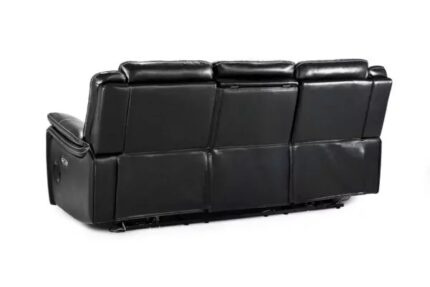 3 seater galaxy black air leather sofa